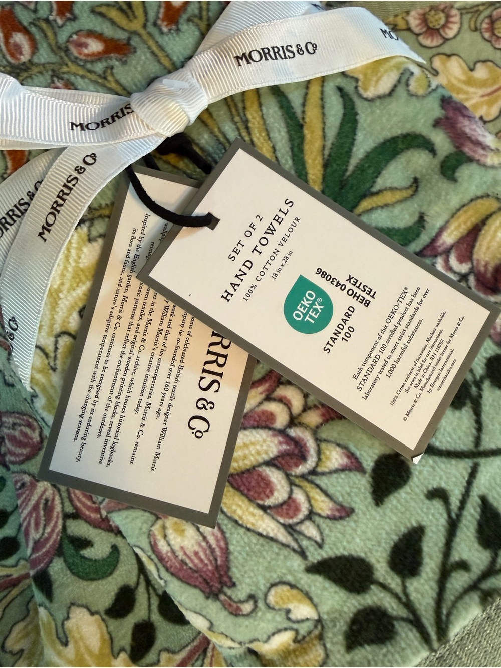 Morris & Co. NWT 5 Pc Set Botanical 3- Floral Cotton Bath Towels & 2 Hand Towels - Picture 5 of 11